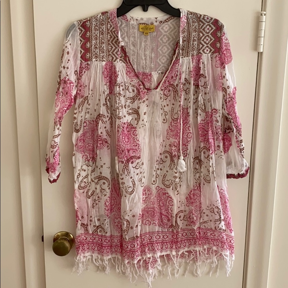 Roberta Roller Rabbit Pink and White Printed Swim Coverup Tunic